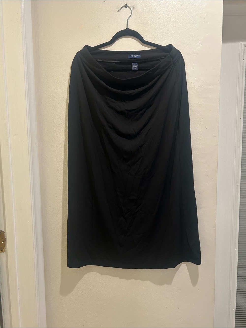 Ann Taylor Black Draped Maxi Skirt